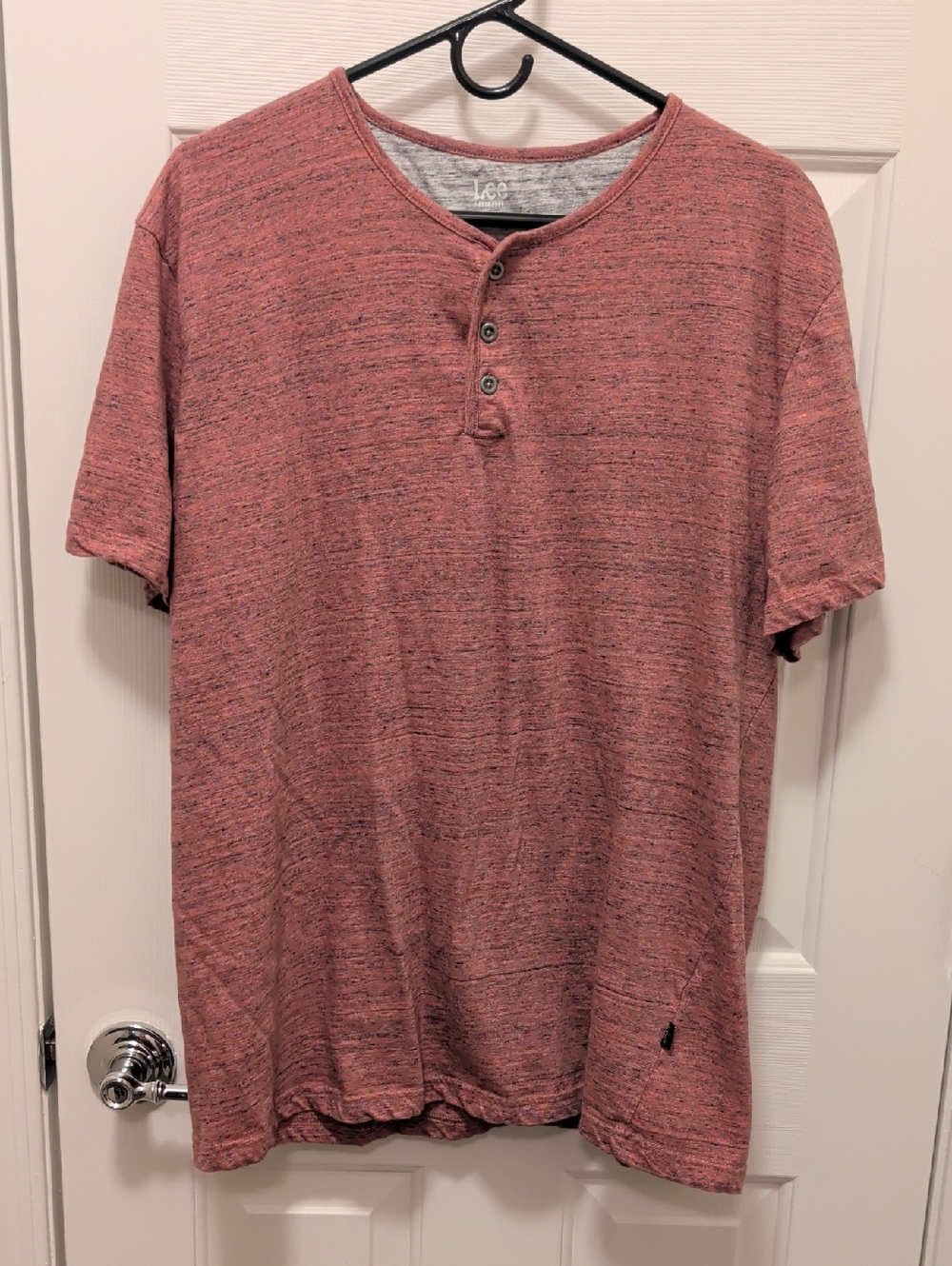 Lee Men's Heathered Coral Short-Sleeve Henley